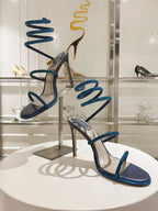 RENE CAOVILLA - CLEO blue SANDAL WITH CRYSTAL 105