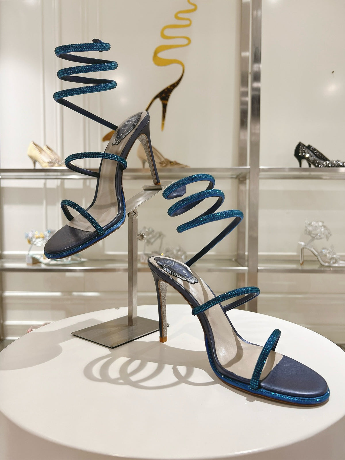 RENE CAOVILLA - CLEO blue SANDAL WITH CRYSTAL 105