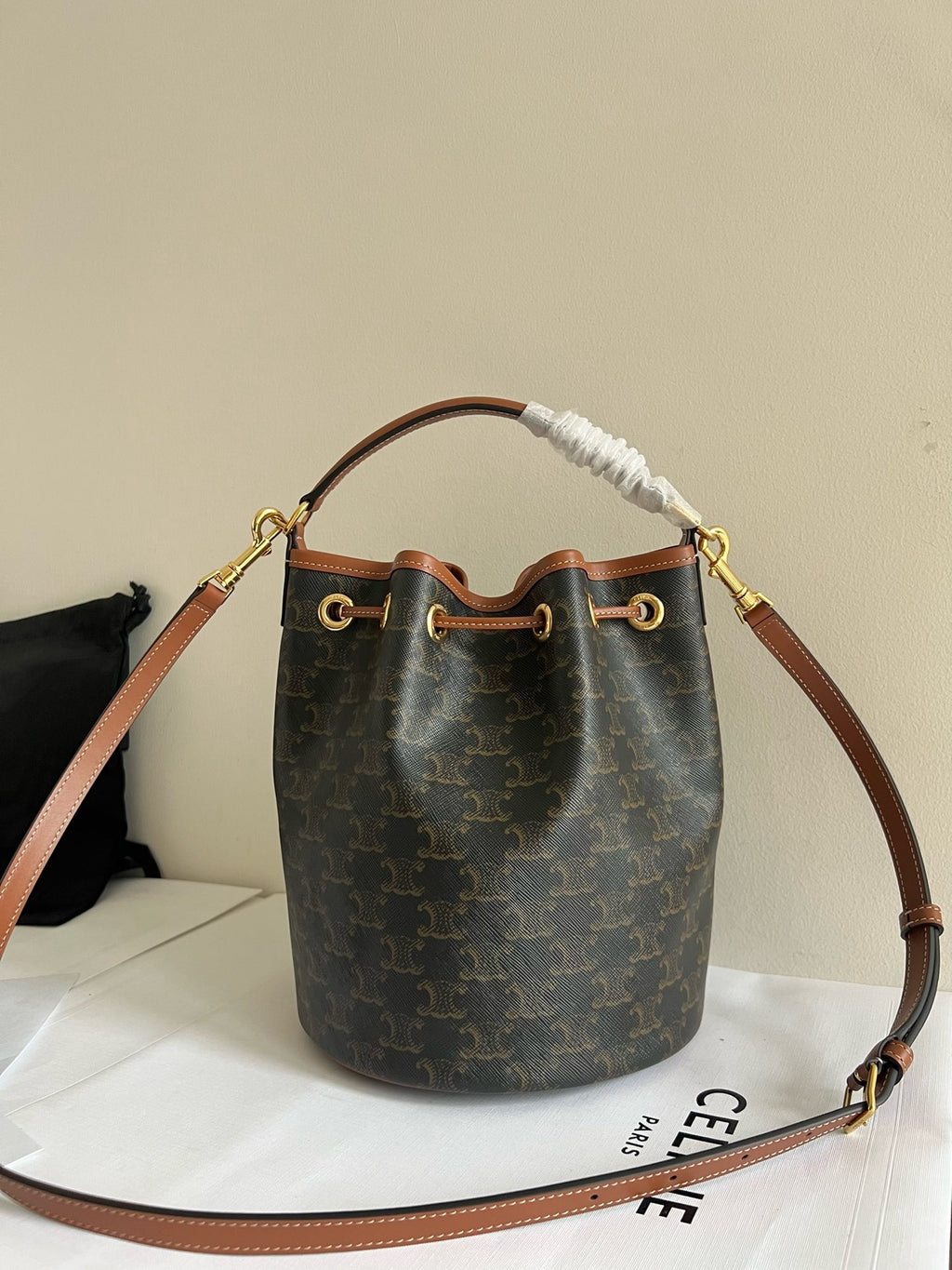 CELINE - TEEN CLARA BAG IN TRIOMPHE CANVAS AND CALFSKIN
