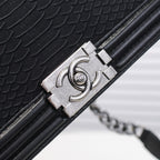 CHANEL - Exotics Small Boy Bag Black Python Molurus Leather