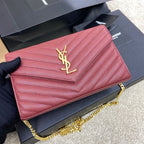 SAINT LAURENT- Red Leather Handbag