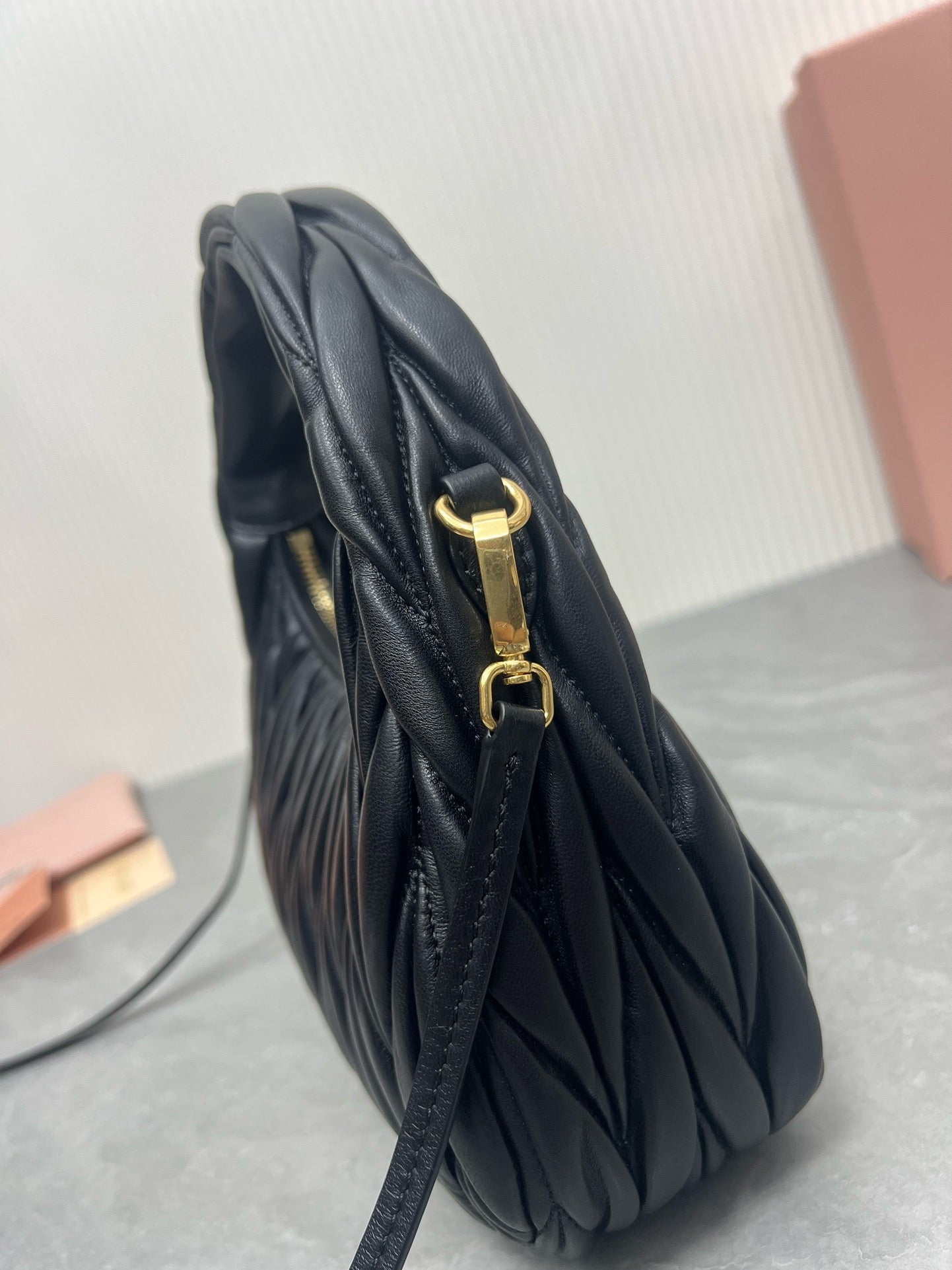 MIU MIU - Wander matelassé nappa leather hobo mini-bag