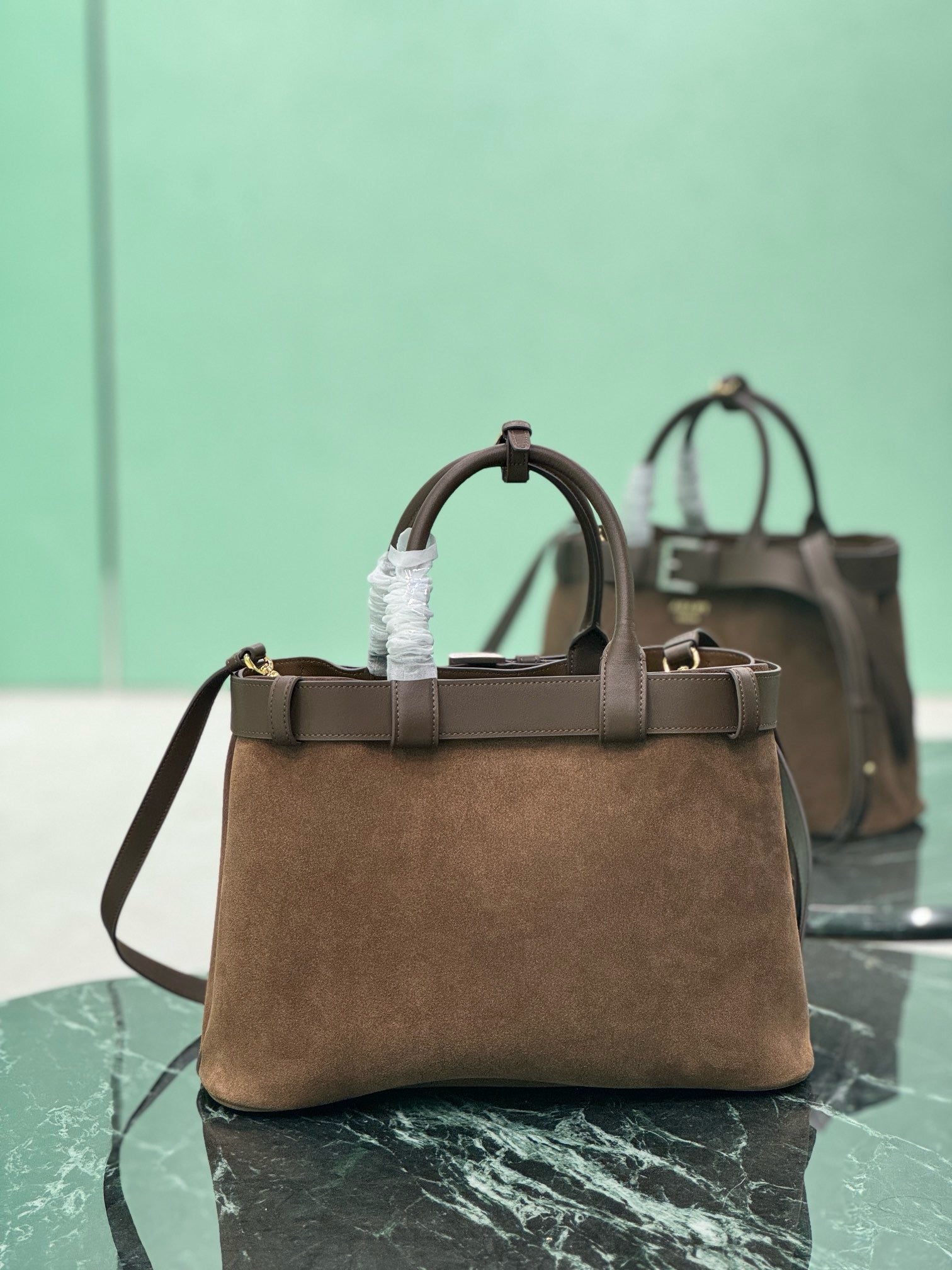 PRADA - Prada Buckle big Leather Handbag With Belt
