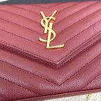 SAINT LAURENT- Red Leather Handbag