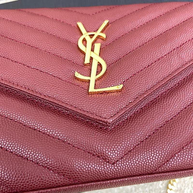 SAINT LAURENT- Red Leather Handbag