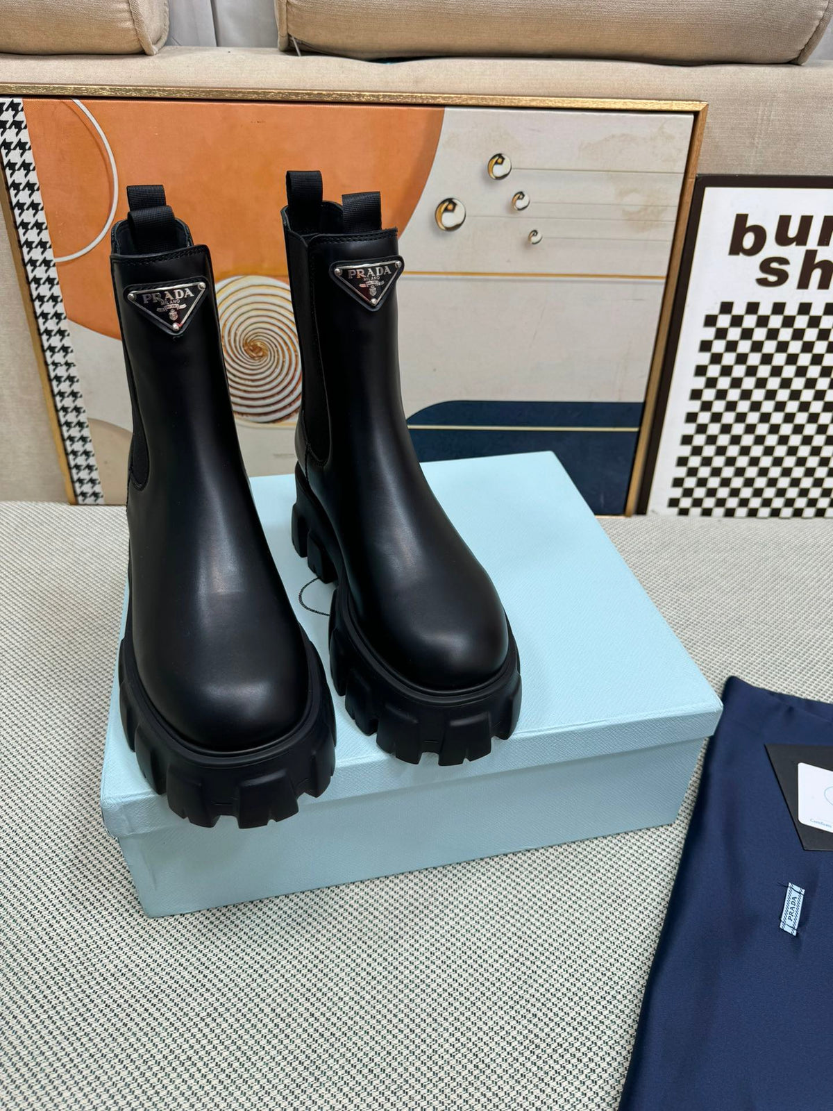 PRADA - Monolith Brushed Leather Chelsea Boot