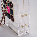 CHANEL - Chanel Clear/Gold Plexiglass Perfume Bottle Evening Bag