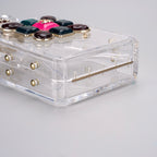 CHANEL - Chanel Clear/Gold Plexiglass Perfume Bottle Evening Bag