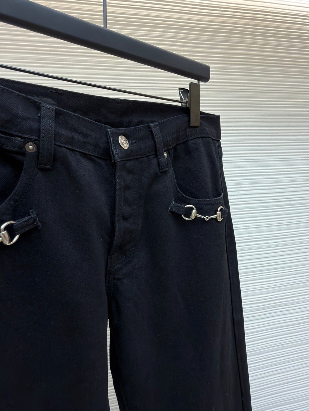 GUCCI - cotton denim pants with horsebit