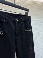 GUCCI - cotton denim pants with horsebit