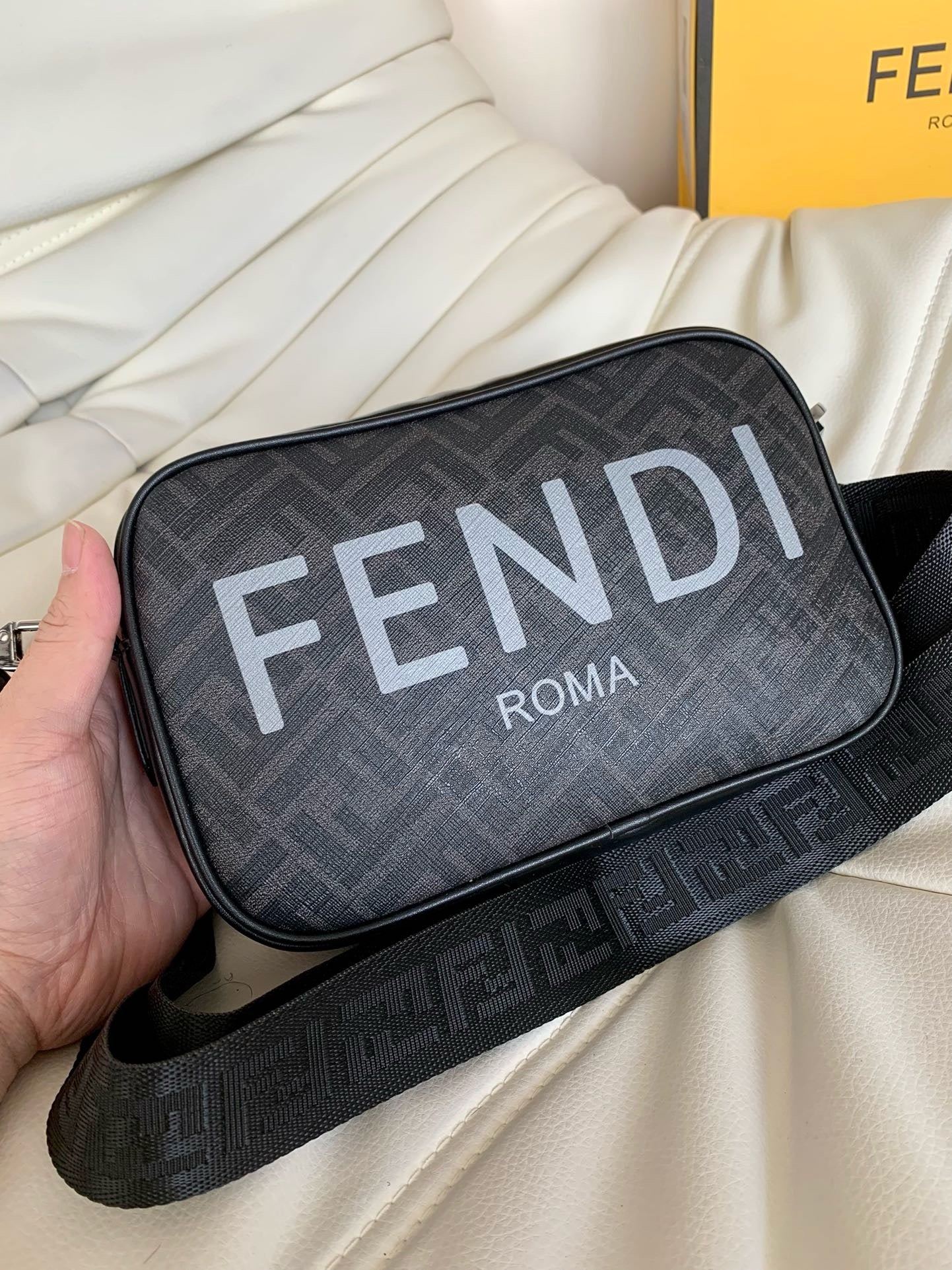 FENDI -  Zucca Coated Canvas and Leather Camera Bag