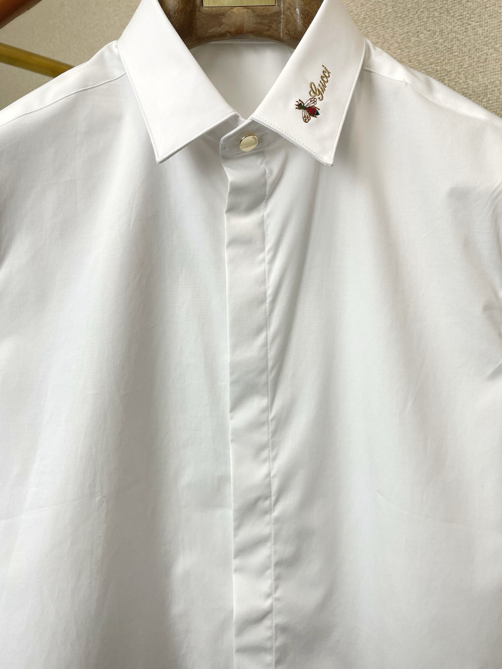 GUCCI -  Cotton shirt with embroidered collar