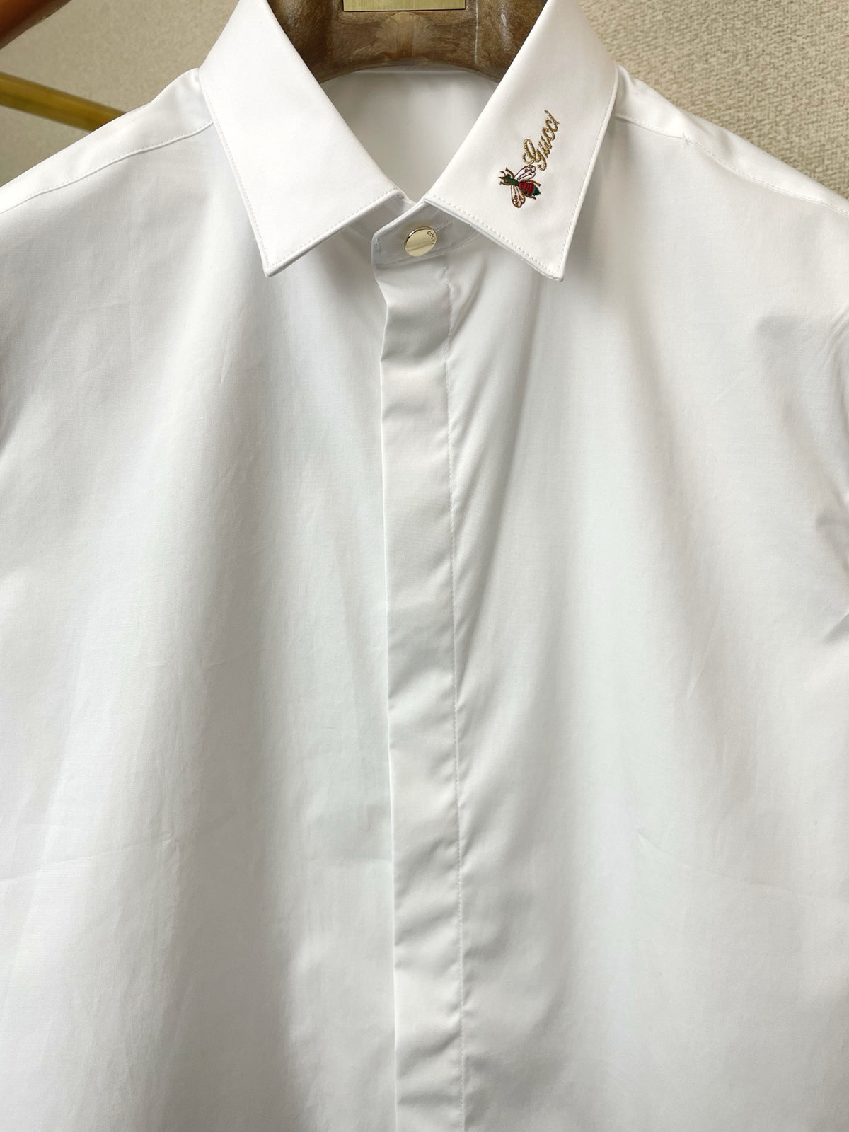 GUCCI -  Cotton shirt with embroidered collar