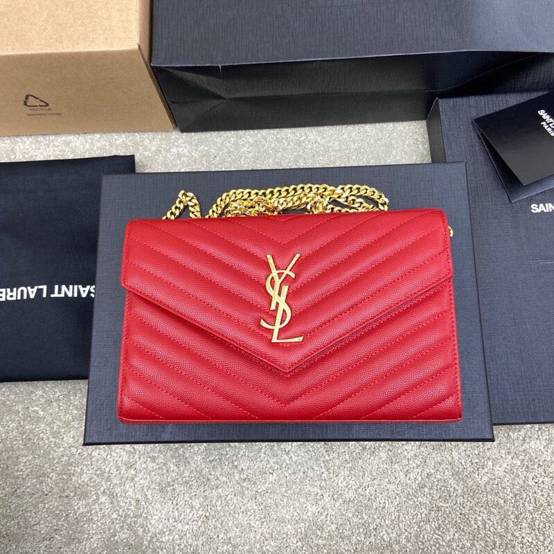 SAINT LAURENT- Red Leather Handbag