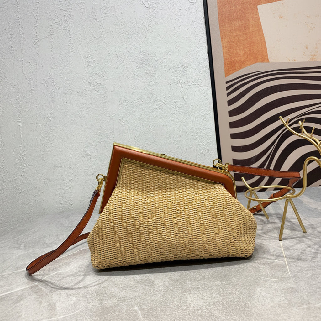 FENDI - First Bag Raffia Small shoulder bag