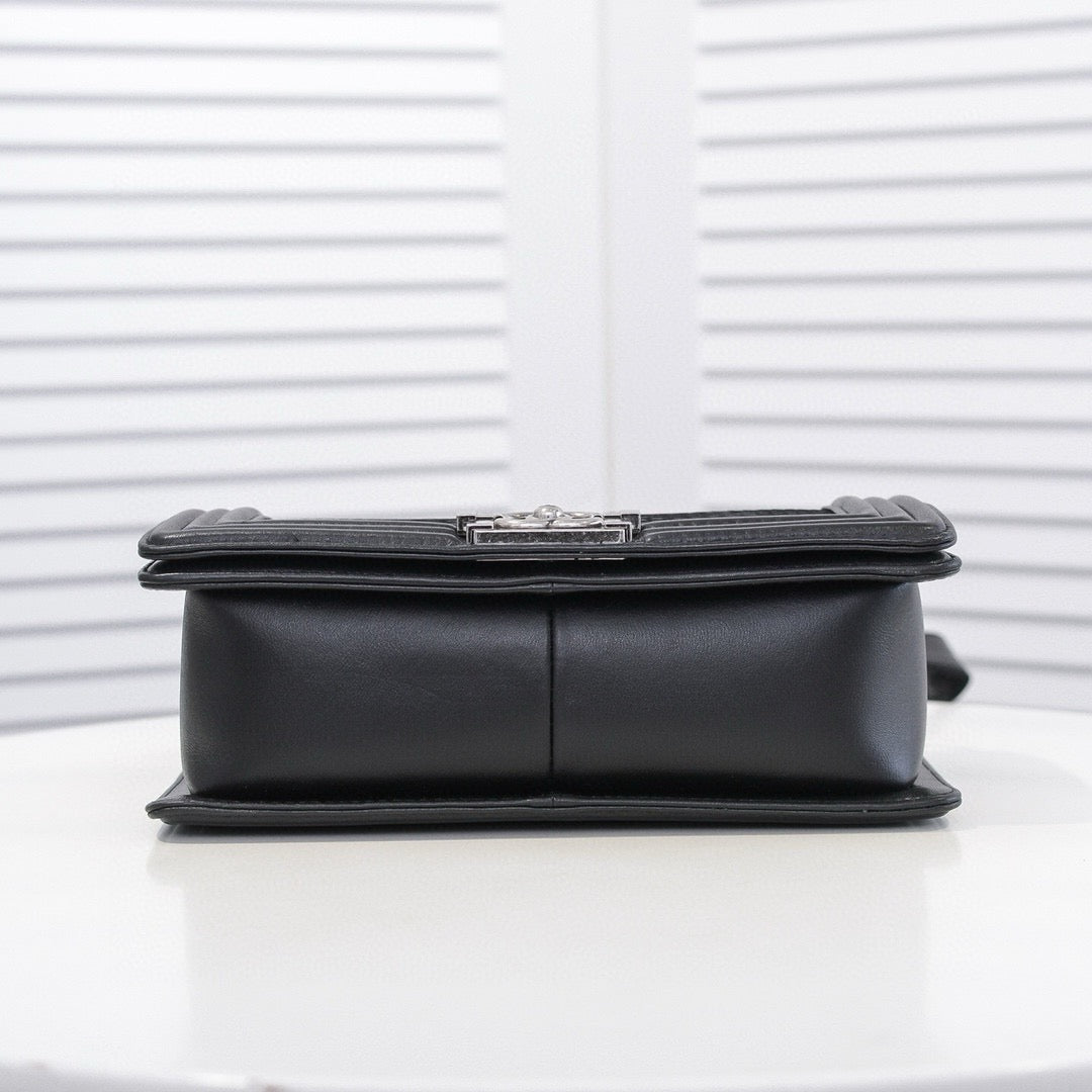 CHANEL - Exotics Small Boy Bag Black Python Molurus Leather