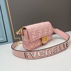 FENDI - Extra Baby Pink FF Cotton Canvas Medium Baguette Bag