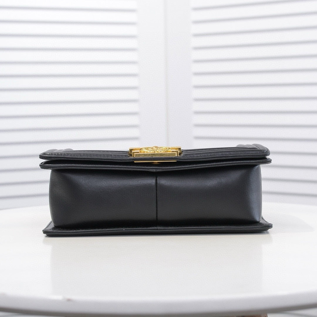 CHANEL - Exotics Small Boy Bag Black Python Molurus Leather