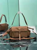 PRADA - Explore medium suede shoulder bag with flap