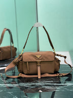 PRADA - Explore medium suede shoulder bag with flap