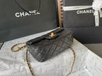 CHANEL - 24K Black Lambskin Pearl Crush Rectangular Classic Flap