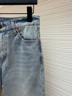 GUCCI - cotton denim pants with horsebit