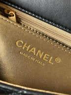 CHANEL - 24K Black Lambskin Pearl Crush Rectangular Classic Flap