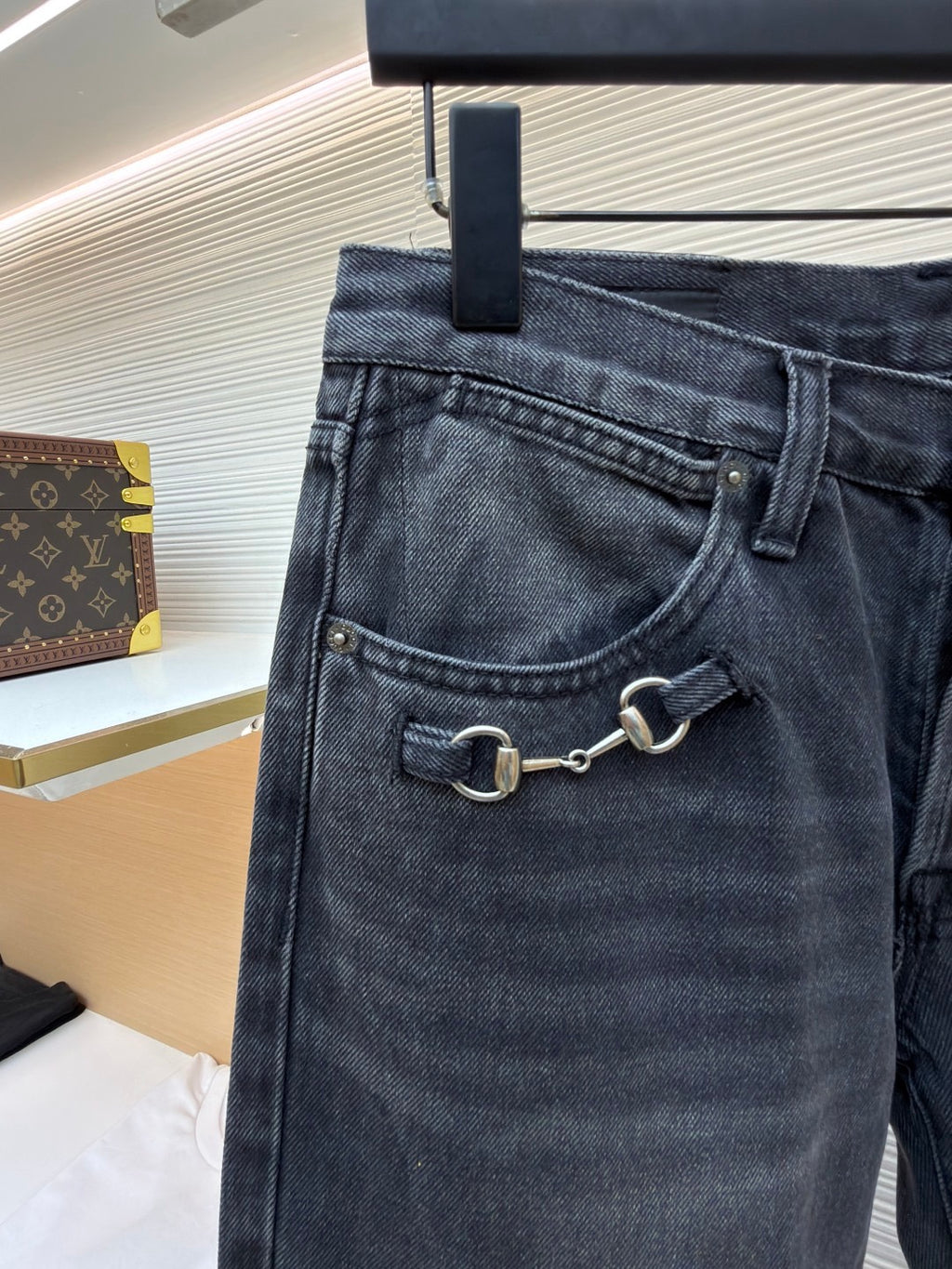GUCCI - cotton denim pants with horsebit