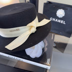 CHANEL - trimmed raffia sun hat