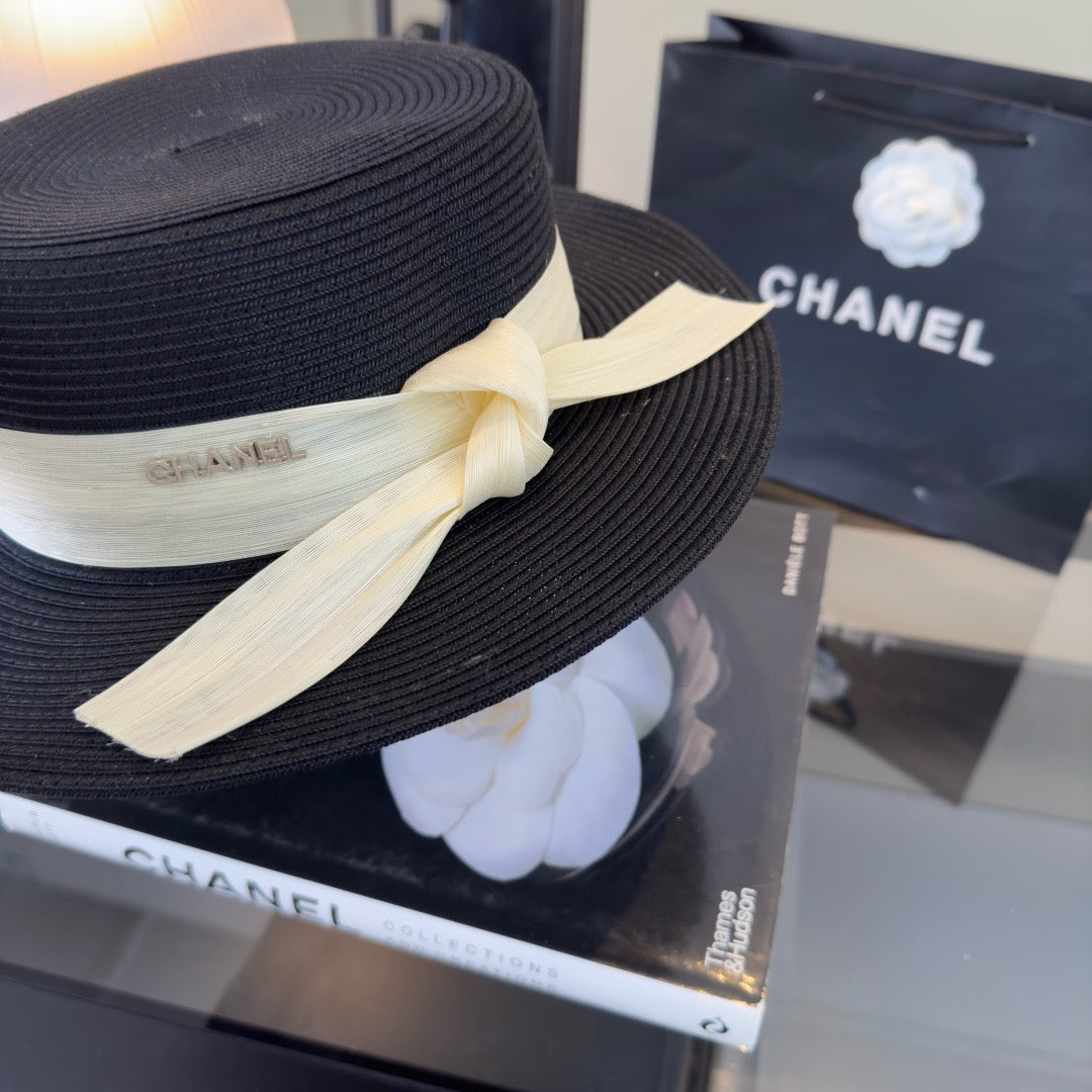CHANEL - trimmed raffia sun hat