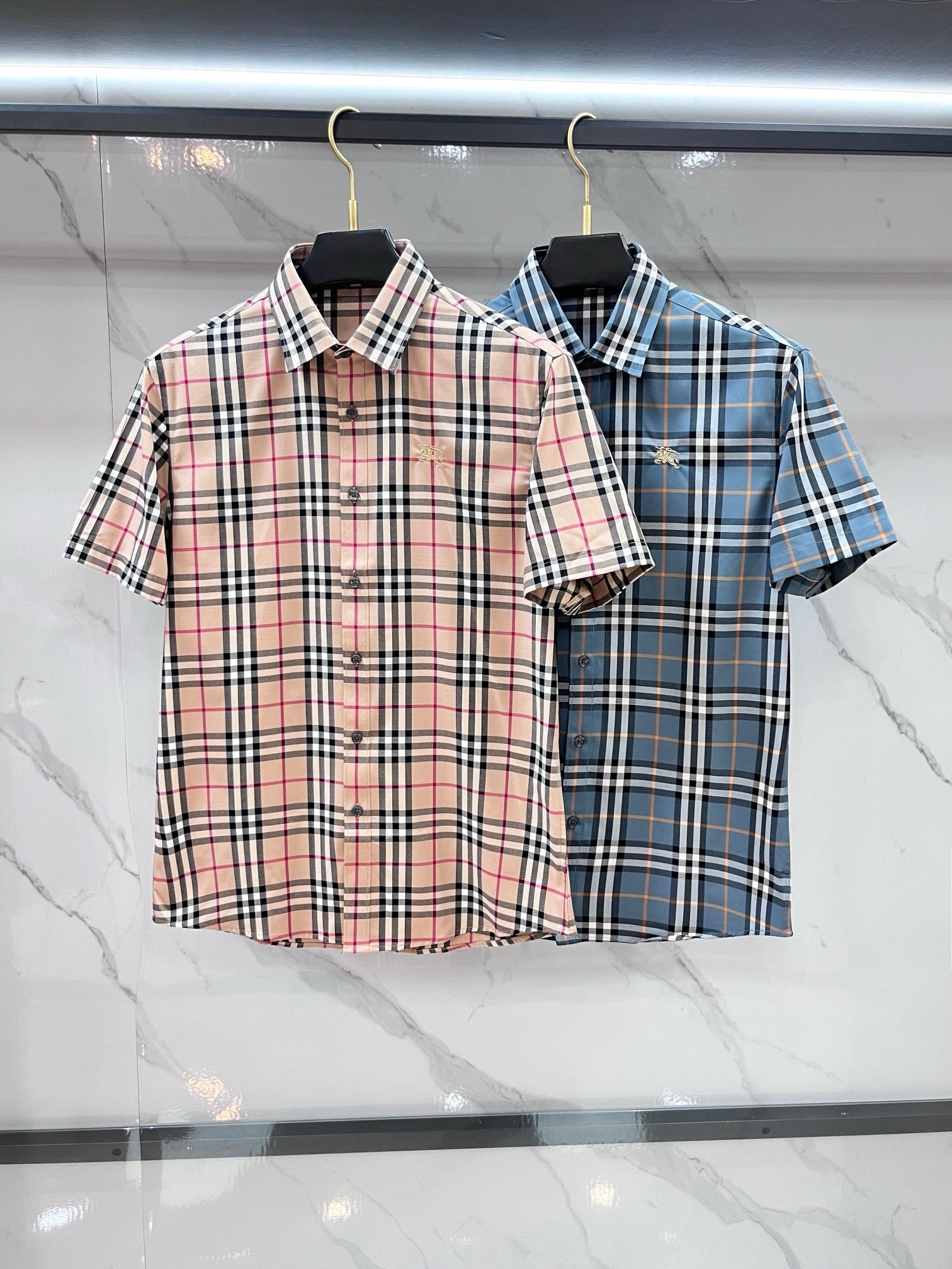 BURBERRY - Stretch Poplin Check Short Sleeve Shirt