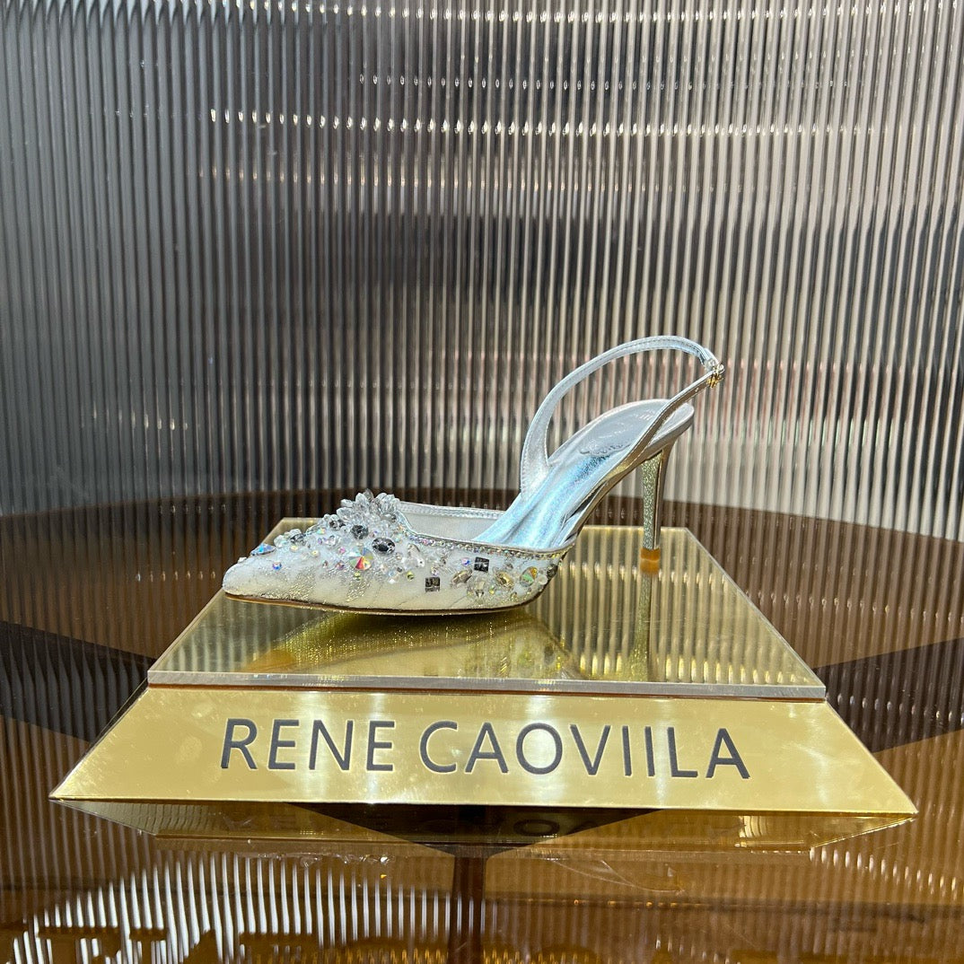 RENE CAOVILLA - ESCARPIN SLINGBACK CINDERELLA DORÉ 80