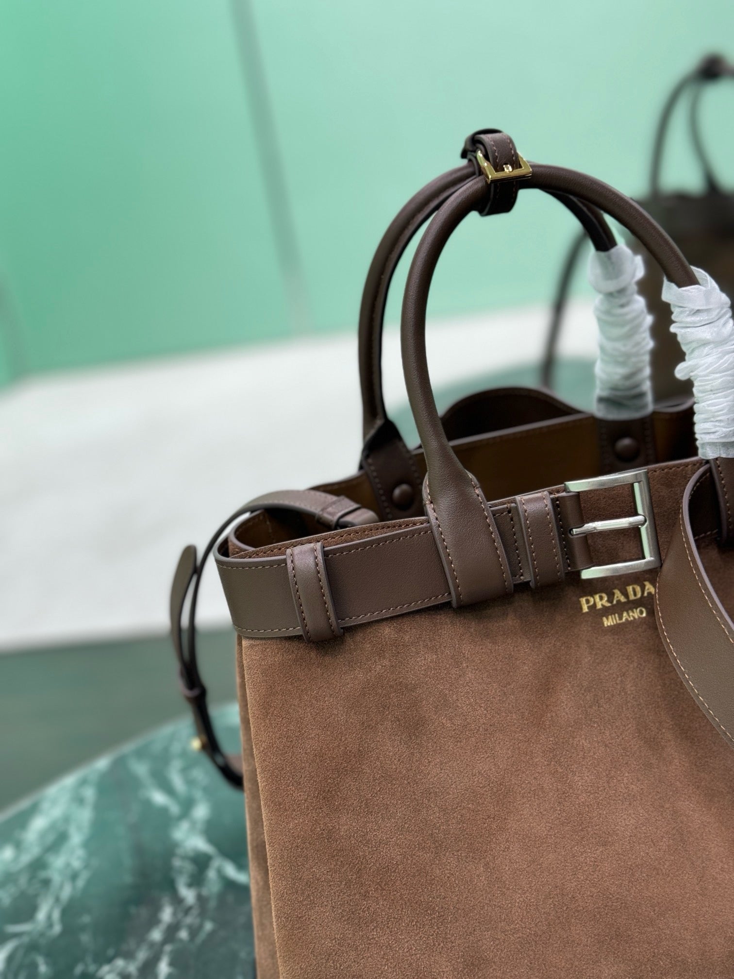 PRADA - Prada Buckle Small Leather Handbag With Belt