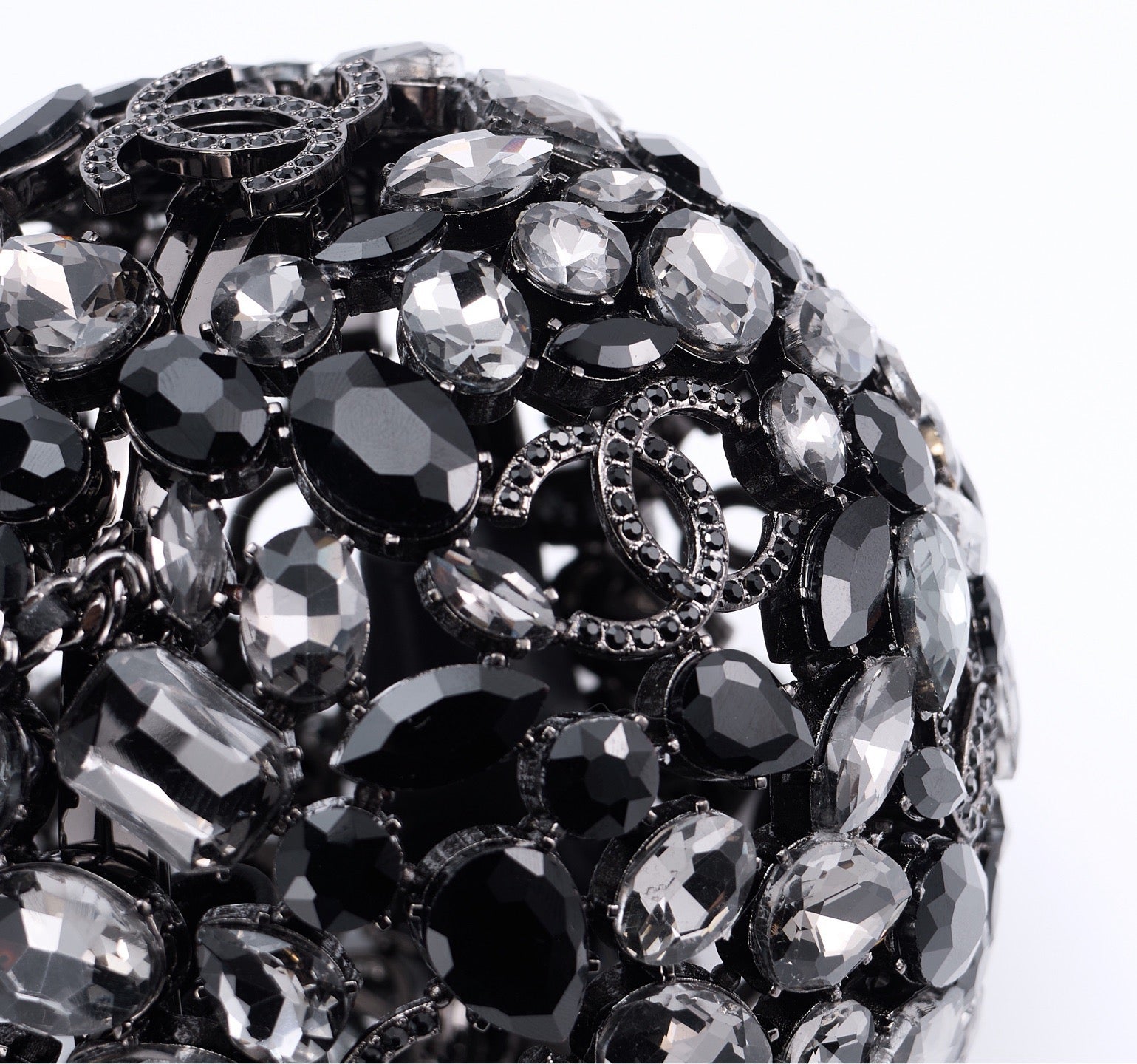 CHANEL - Gold Metal Strass Crystal Sphere Minaudiere Clutch Hardware, 2025