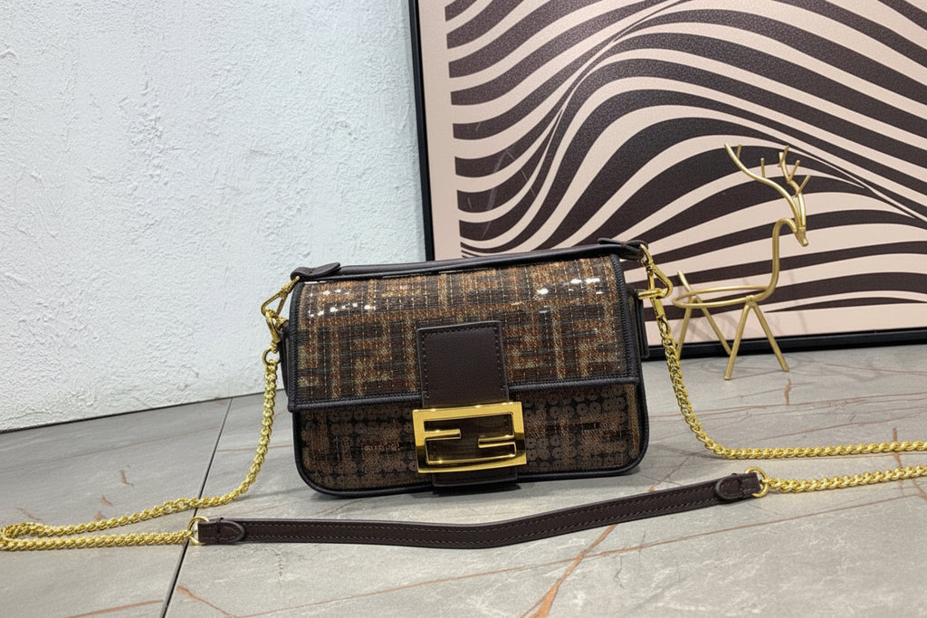 FENDI - Medium Baguette Bag in crystal FF Motif