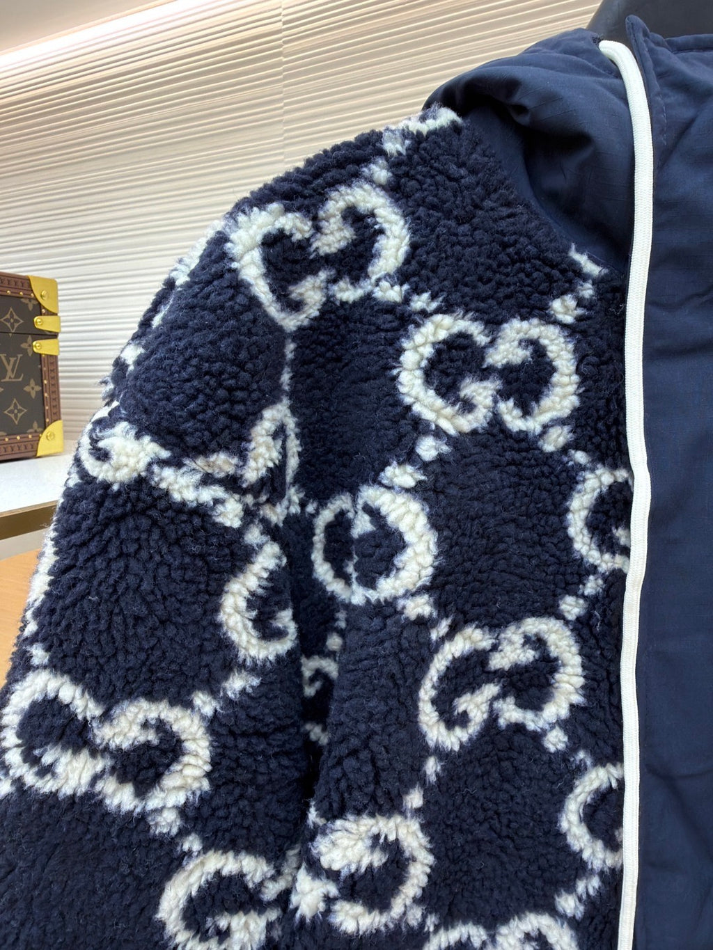 GUCCI  - Blue Gg Fuzzy Fabric Jacquard