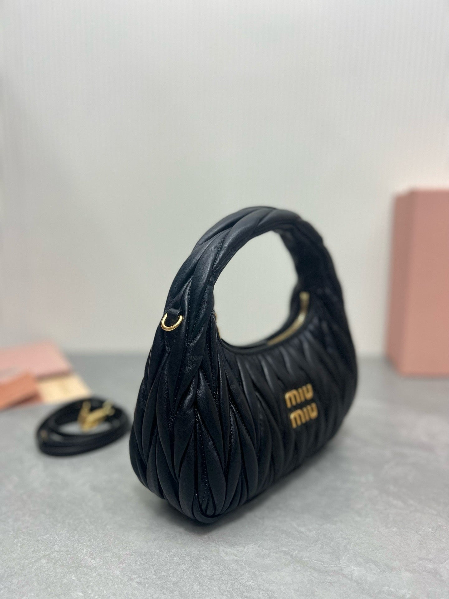 MIU MIU - Wander matelassé nappa leather hobo mini-bag