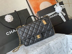 CHANE - School Memory Top Handle Flap Bag Quilted Caviar