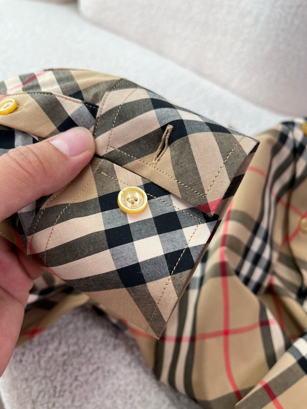 BURBERRY - Slim Fit Check Cotton Poplin Shirt