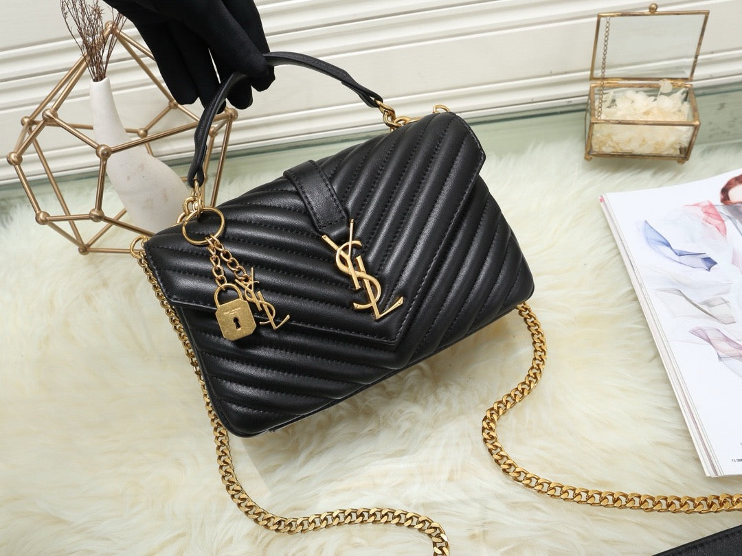 SAINT LAURENT- Black Leather Handbag