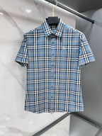 BURBERRY - Stretch Poplin Check Short Sleeve Shirt