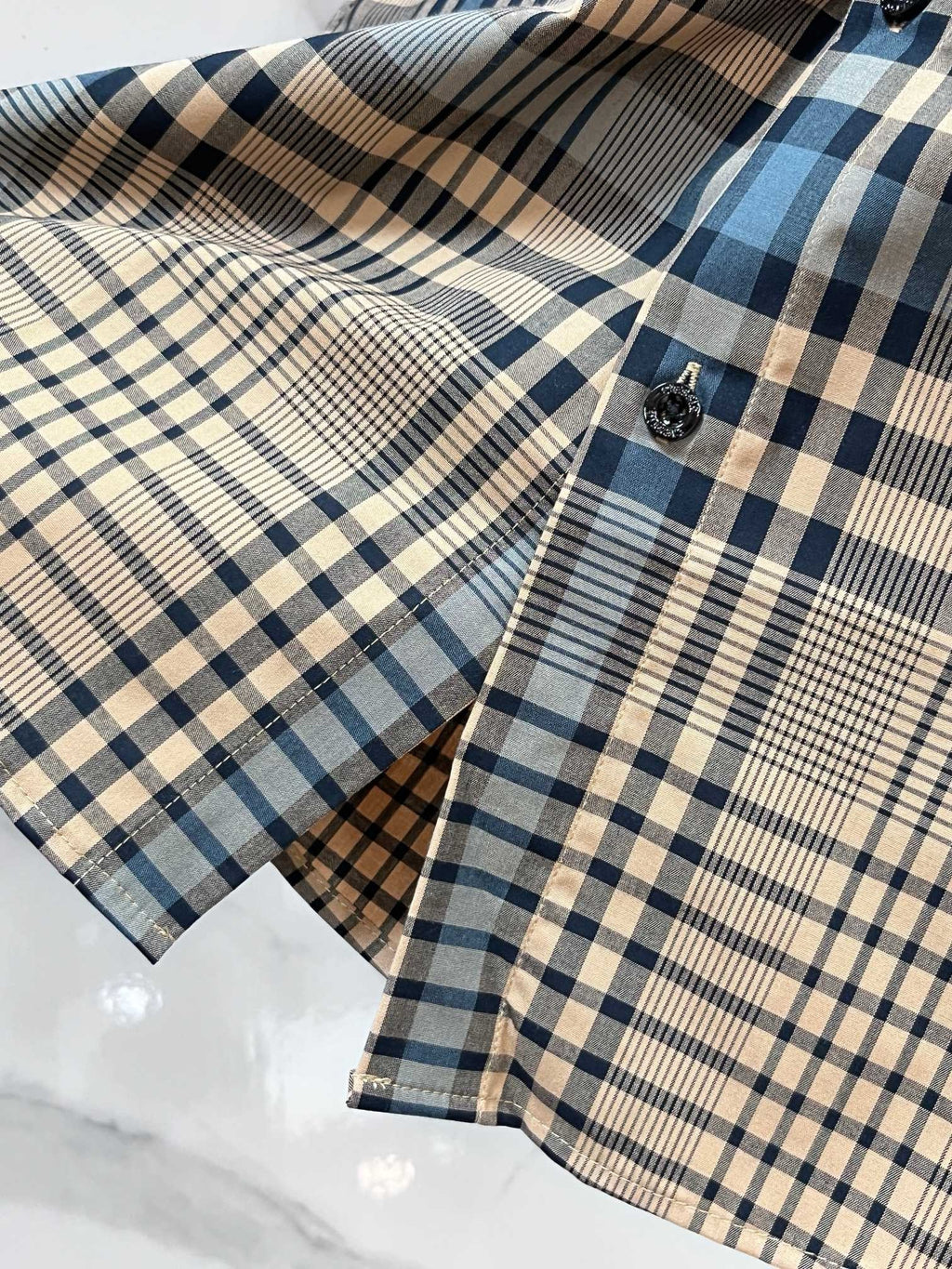 BURBERRY - Stretch Poplin Check Short Sleeve Shirt