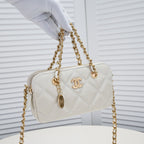 CHANEL -  Caviar Quilted Clutch With Chain White