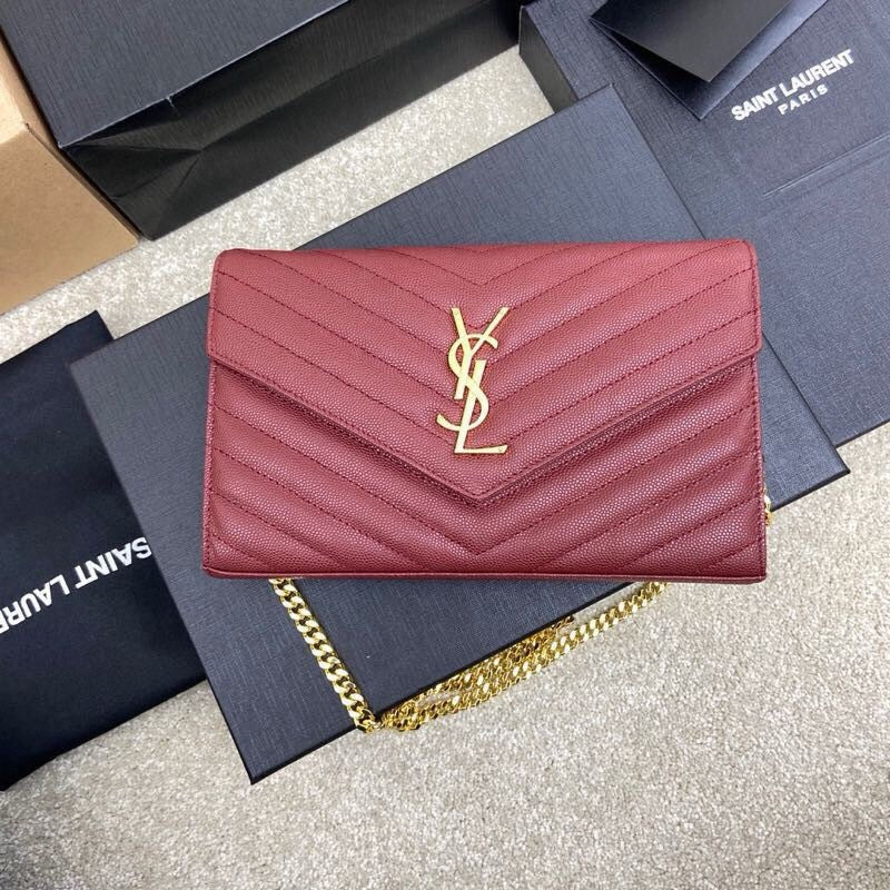 SAINT LAURENT- Red Leather Handbag