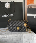 CHANEL - 24K Black Lambskin Pearl Crush Rectangular Classic Flap