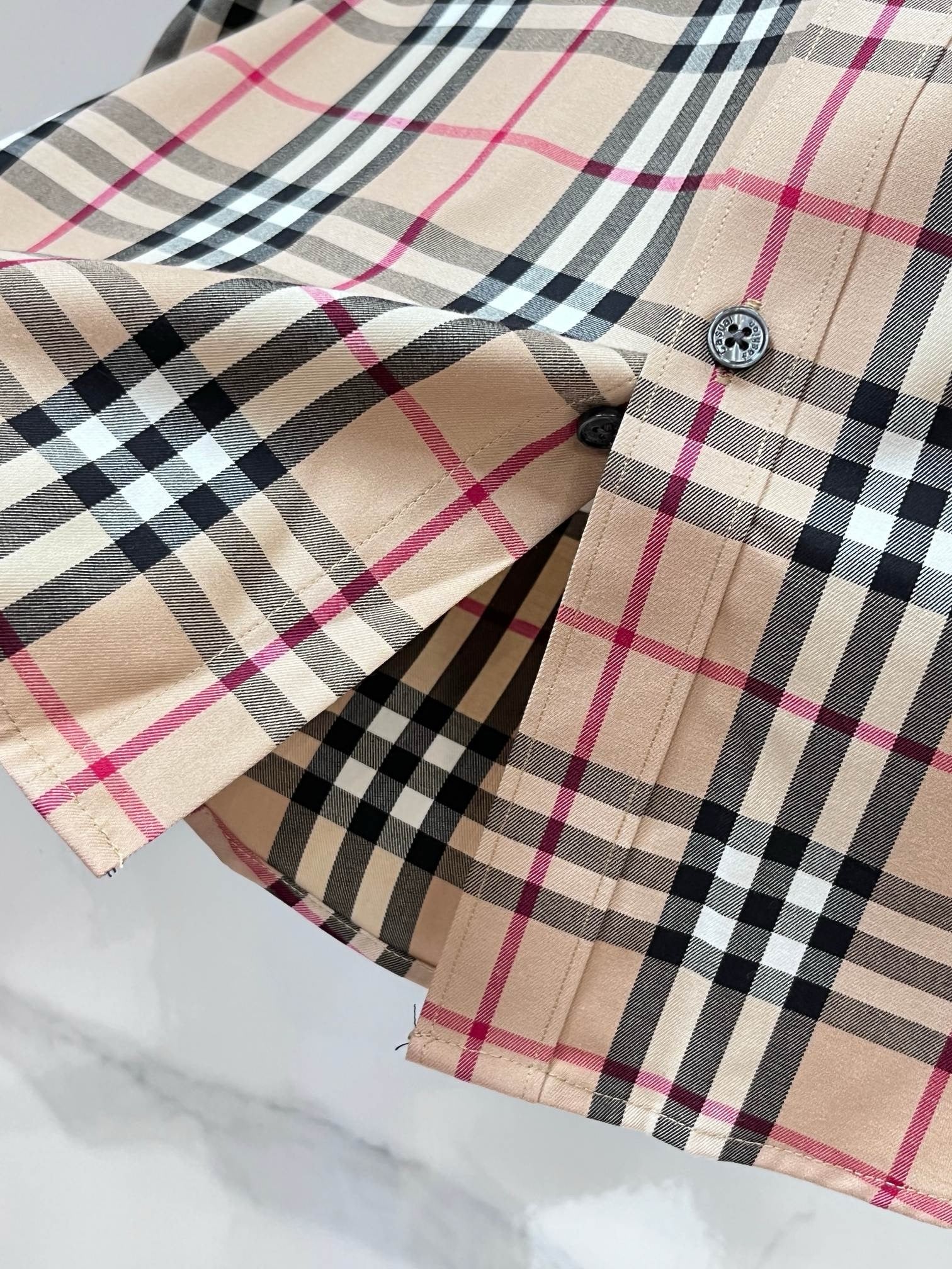 BURBERRY - Stretch Poplin Check Short Sleeve Shirt
