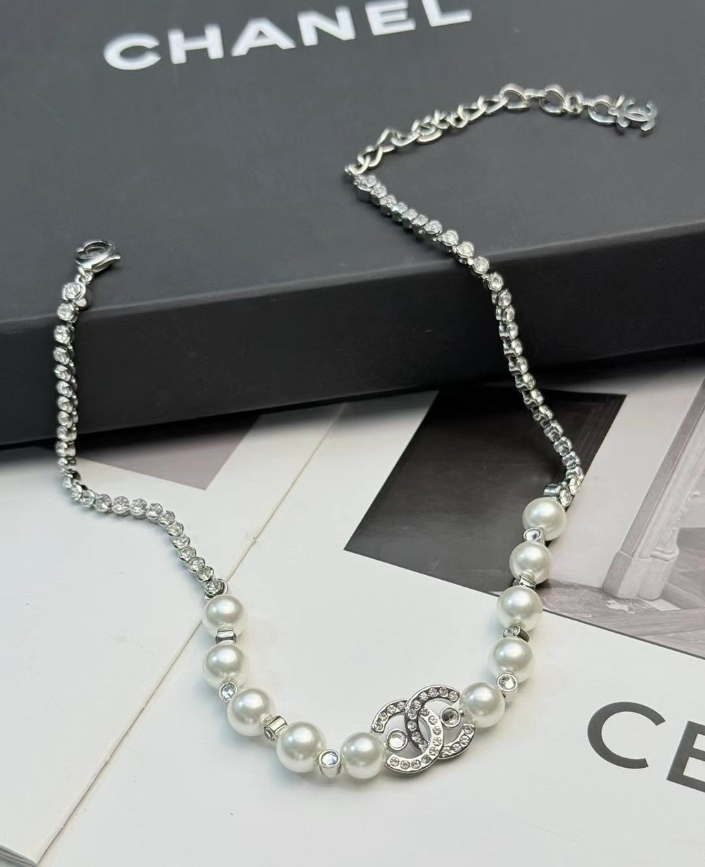 CHANEL - Crystal CC Choker Necklace