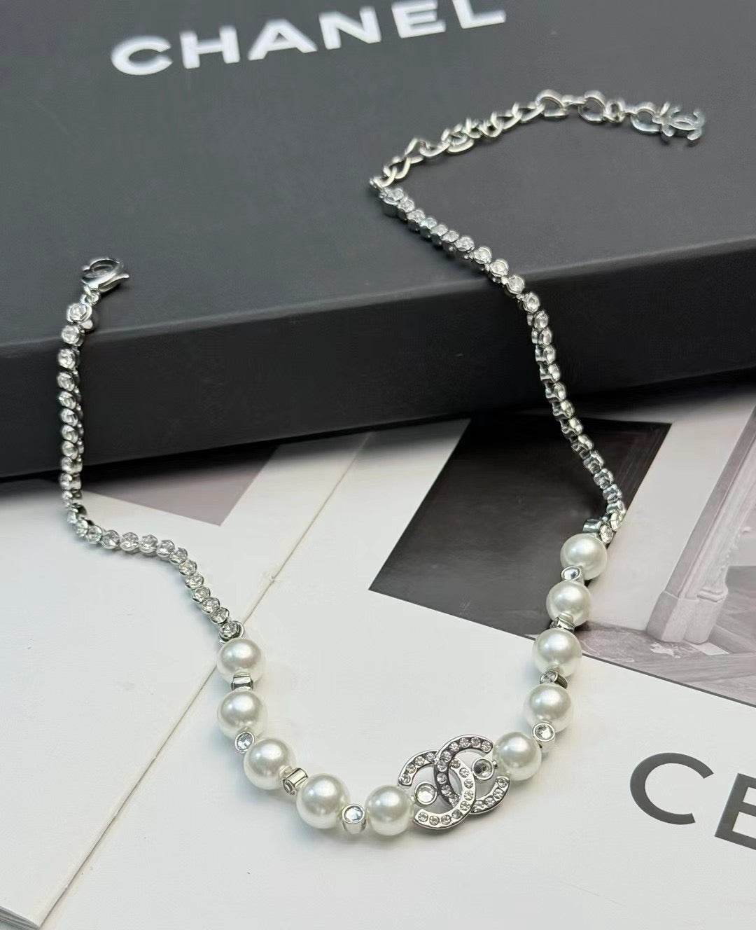 CHANEL - Crystal CC Choker Necklace