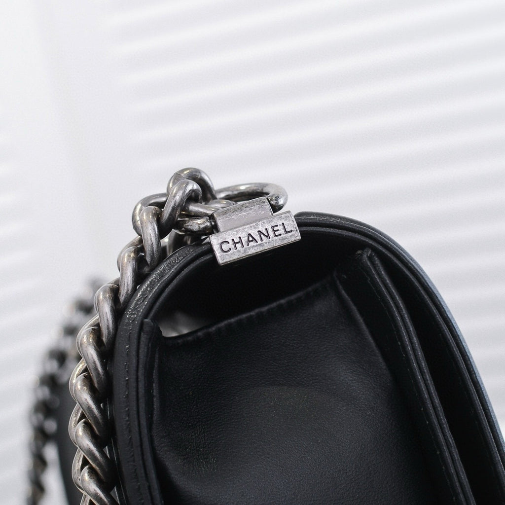 CHANEL - Exotics Small Boy Bag Black Python Molurus Leather