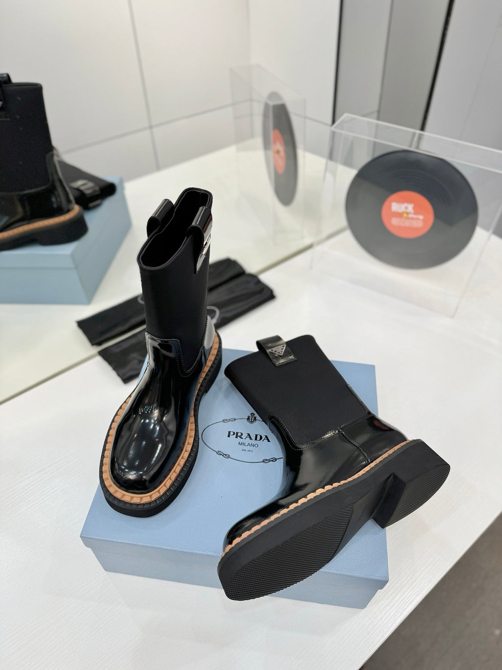 PRADA - Monolith Brushed Leather Chelsea Boot